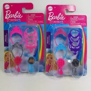 Mattel Barbie Dreamtopia Princess Necklace, Crown, Mirror & Comb Accessories Lot
